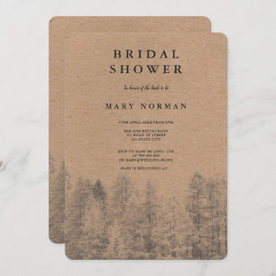 Rustic kraft Fall winter pine trees bridal shower Invitation