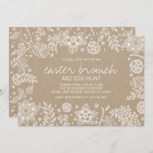 Rustic Kraft Floral Easter Brunch & Egg Hunt Card