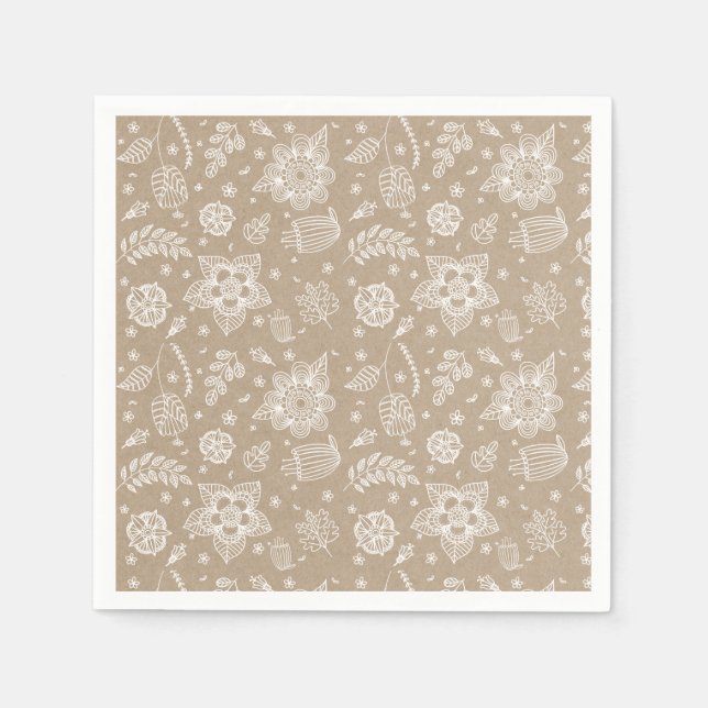 Rustic Kraft Floral Easter Paper Napkin (Front)