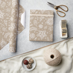 Rustic Kraft Floral Easter Wrapping Paper