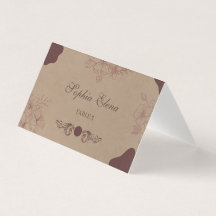 Rustic Kraft Floral Wedding Table Card