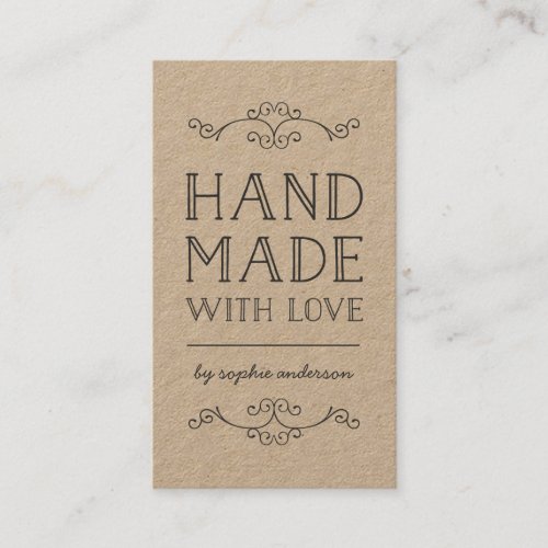 Rustic Kraft Flourishes Handmade With Love Business Card