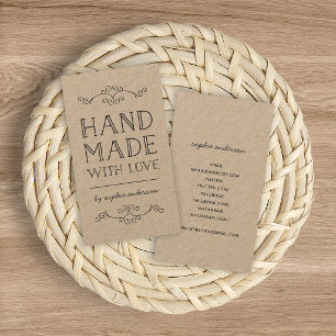 Rustic Kraft Flourishes Handmade With Love Business Card