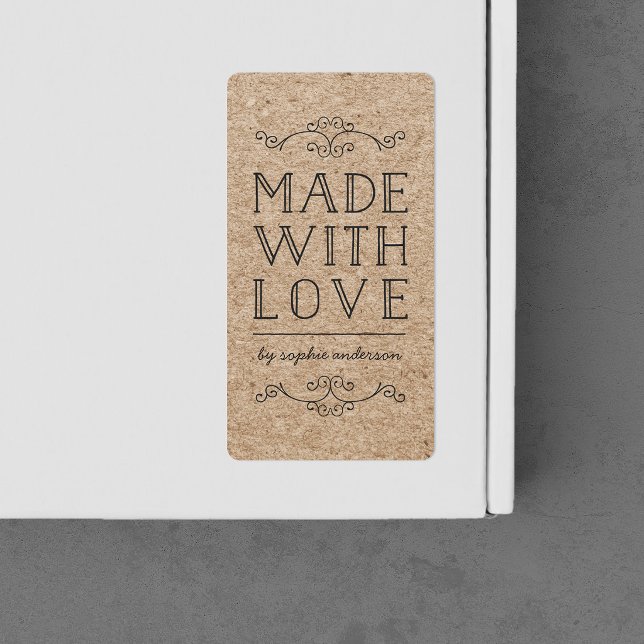Rustic Kraft Flourishes Made With Love Label (Creator Uploaded)