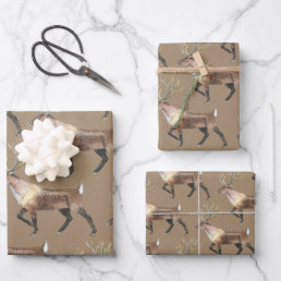 Rustic Kraft Forest Woodland Stag Holiday Reindeer Wrapping Paper Sheets