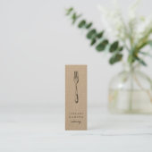 Rustic Kraft Fork Mini Business Card (Standing Front)