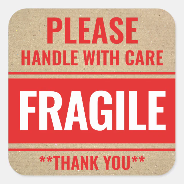 Fragile Handle With Care Warning Square Sticker