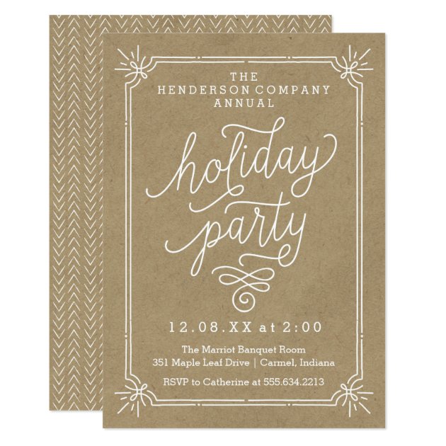 Rustic Kraft Frame Annual Holiday Party Invite