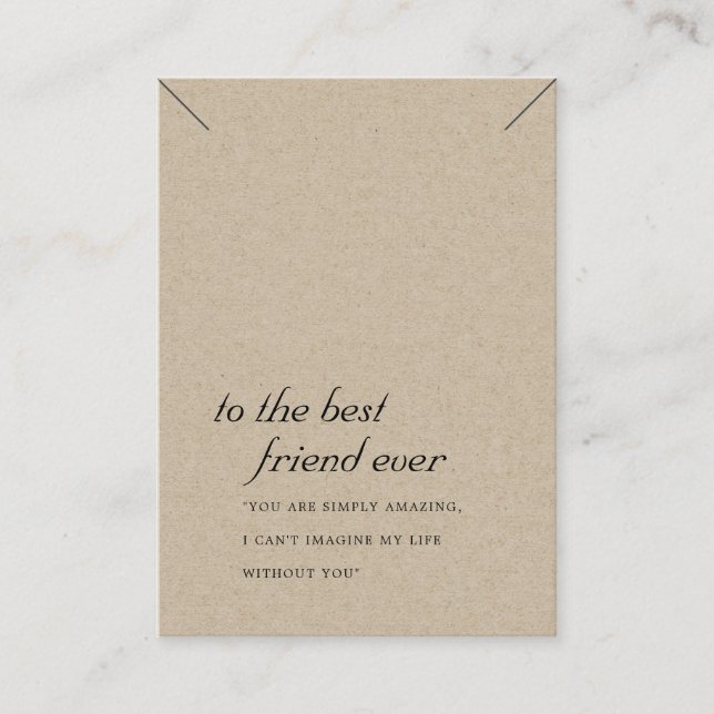 RUSTIC KRAFT FRIEND GIFT NECKLACE DISPLAY CARD (Front)
