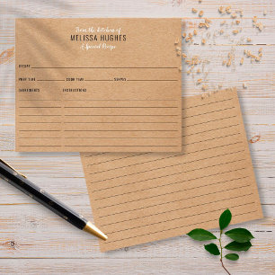 Rustic Kraft From The Kitchen Of Recipe Card