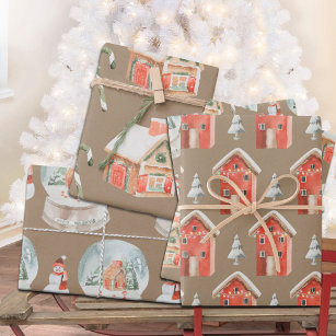 Cute Coastal Gingerbread Christmas Cookies Gift Wrap Sheets
