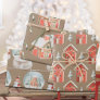 Rustic Kraft Gingerbread House Snow Globe Snowman Wrapping Paper Sheets