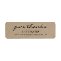 Rustic Kraft Give Thanks Holiday Address Label