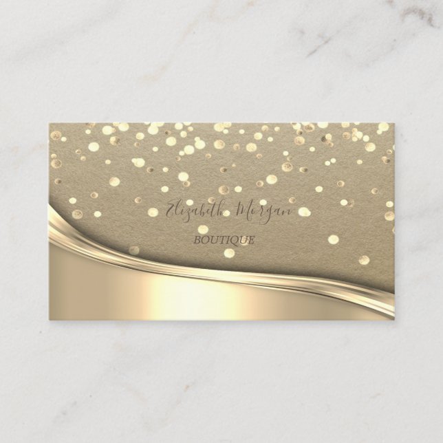 Rustic Kraft, Gold Confetti Business Card (Front)