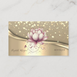 Rustic Kraft, Gold Confetti,Chic Lotus Business Card