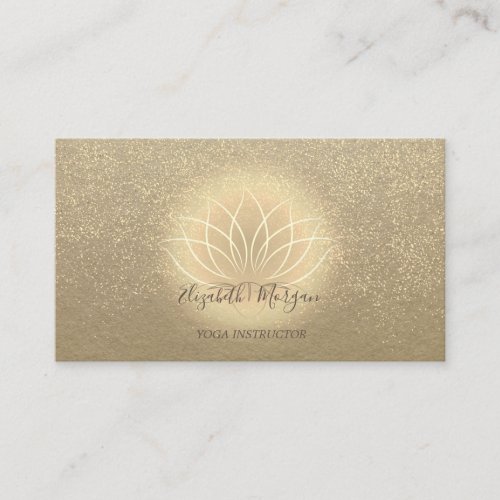 Rustic Kraft Gold Lotus Confetti Yoga Instructor Business Card