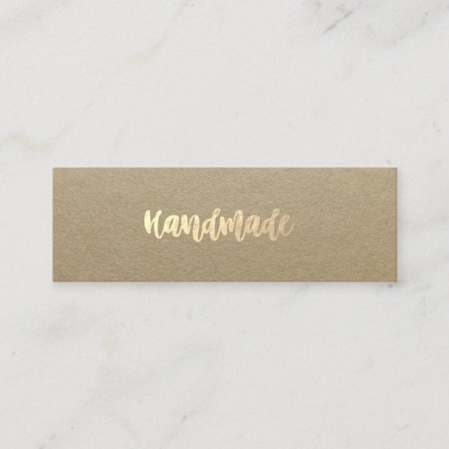Rustic Kraft,Gold, Simple, Handmade Mini Business Card (Front)