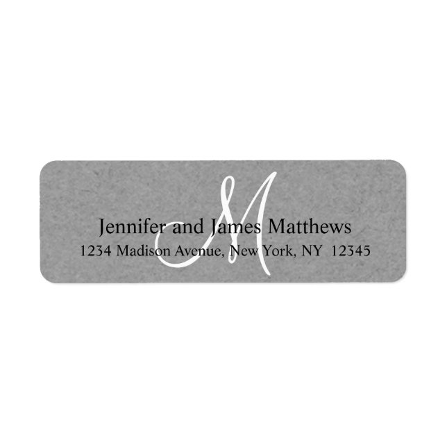 Rustic Kraft Gray Monogram for Weddings Label (Front)