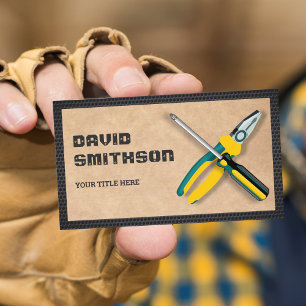 Rustic Kraft Handyman Repair Tools Electrician Business Card