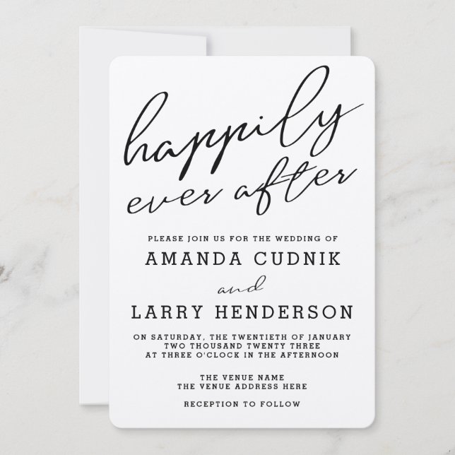 Rustic Kraft Happily Ever After Wedding Invitation (Front)