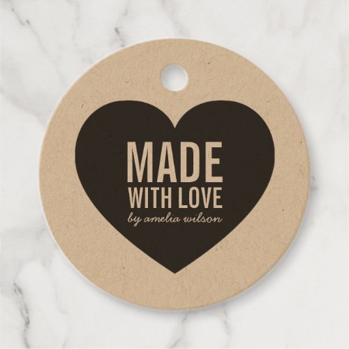 Rustic Kraft Heart Made with Love Tags