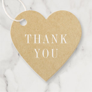 Rustic Kraft Heart Shaped Thank You Favor Tags