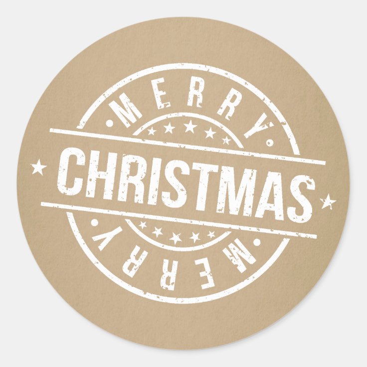 Rustic Kraft Holiday Merry Christmas Classic Round Sticker Zazzle 6125