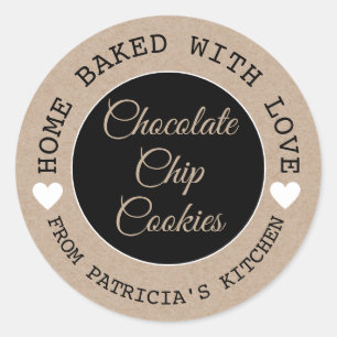 Rustic Kraft Home Baked With Love Choco Cookies Classic Round Sticker