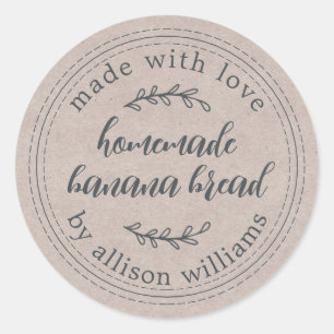 Rustic Kraft Homemade Banana Bread  Classic Round Sticker