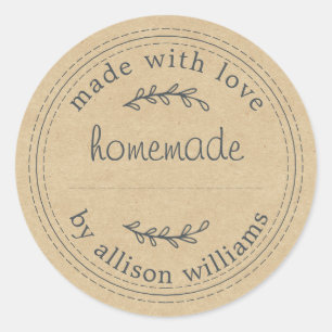 Rustic Kraft Homemade Classic Round Sticker