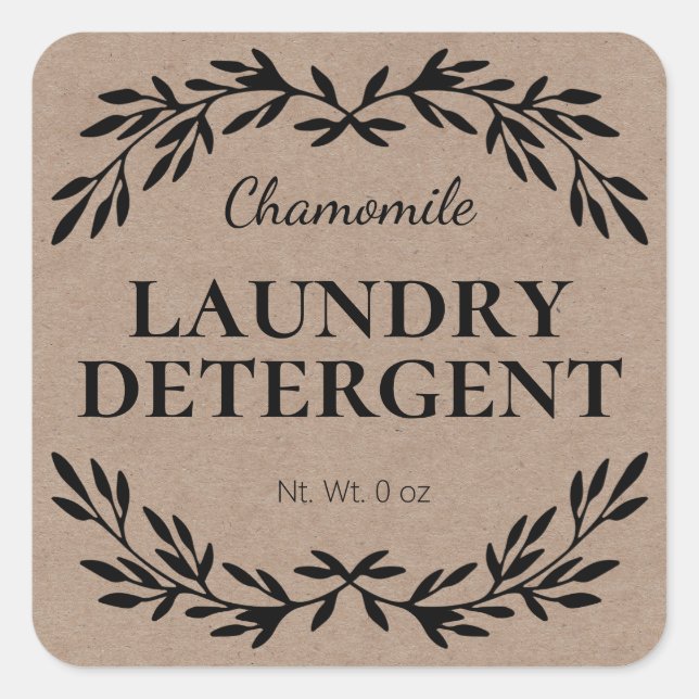 Rustic Kraft Homemade Laundry Detergent Labels (Front)