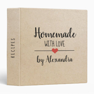 Rustic Kraft Homemade with love Name Recipe 3 Ri 3 Ring Binder