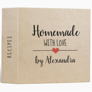 Rustic Kraft Homemade with love Name Recipe  3 Ring Binder