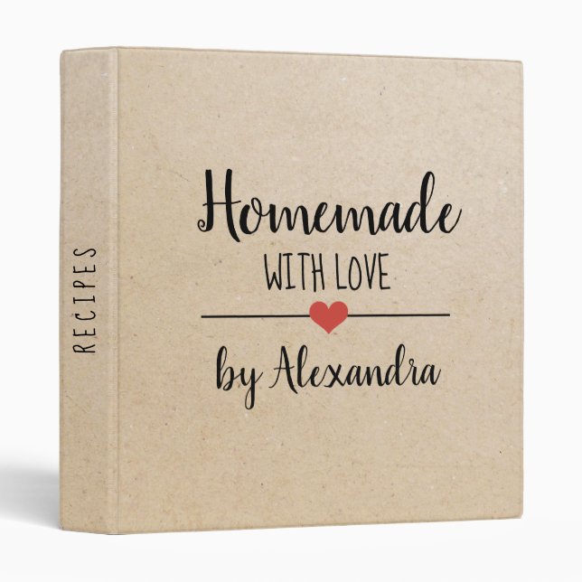 Rustic Kraft Homemade with love Name Recipe   3 Ring Binder (Front/Spine)