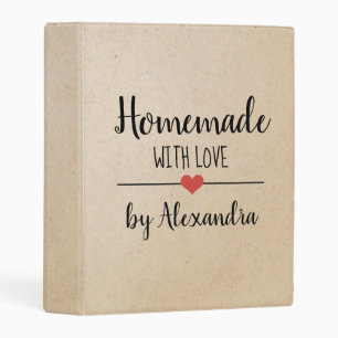 Rustic Kraft Homemade with love Name Recipe Mini Binder