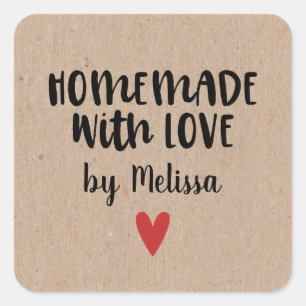 Rustic Kraft Homemade with love Square Sticker