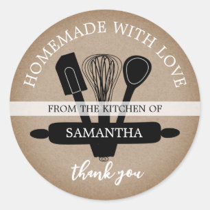 Rustic Kraft Homemade With Love Thank You Classic Round Sticker