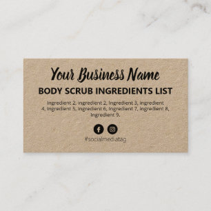Rustic Kraft Ingredients Instructions Business Card