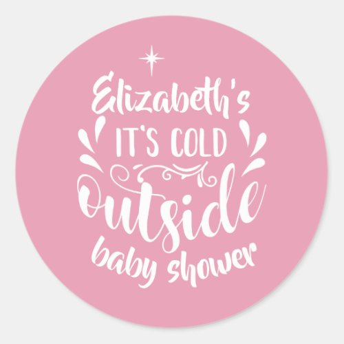 Rustic Kraft Its Cold Outside Baby ShowerSprinkle Classic Round Sticker