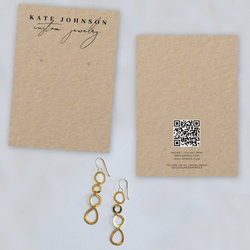 Rustic Kraft Jewelry Holder Earring Display Script Business Card