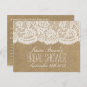 Rustic Kraft & Lace Bridal Shower Recipe Cards (Front/Back)