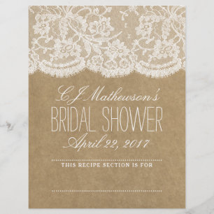 Rustic Kraft & Lace Bridal Shower Recipe Dividers