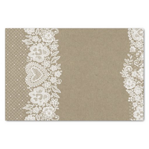 Rustic Kraft & Lace Farmhouse Barn Chic Tissue Paper | Zazzle