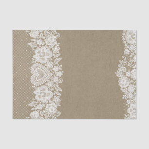 Rustic Kraft & Lace Farmhouse Barn Chic Tissue Paper