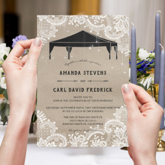 Rustic Kraft Lace Outdoor Tent Wedding Invitation