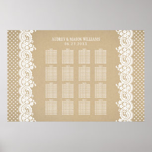 Rustic Kraft Lace Wedding Seating Poster