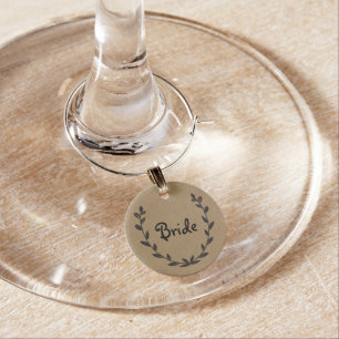 Rustic Kraft & Laurels Wine Charm for the Bride