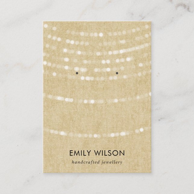 RUSTIC KRAFT LIGHT STRINGS STUD EARRING DISPLAY  BUSINESS CARD (Front)