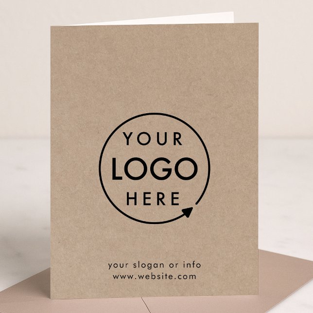 Rustic Kraft Logo | Business Corporate Modern Card (Rustic Kraft company branded professional 5x7 folded card for small business greetings & thank yous.)