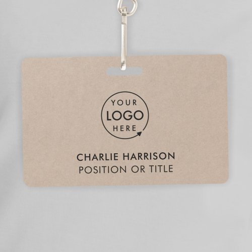 Rustic Kraft Logo  Employee ID Minimalist Staff Badge